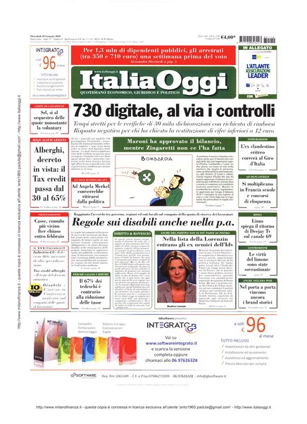 Italia oggi : quotidiano di economia finanza e politica